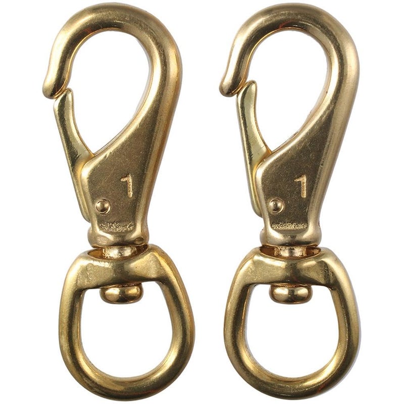 SHUATI 2Pcs Swivel Snap Hooks, Boat Hook, 3-1/4" Pet Rope Clips, 3/4" Swivel Eye Diving Clips for Straps, Luggage, Leathercarft, Solid Brass - Image 1